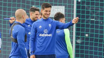 Marcos Mauro., durante un entrenamiento con el Cádiz.