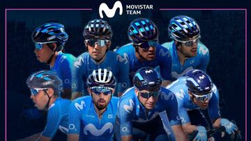 Cartel promocional de Movistar Team con su ocho para el Giro de Italia 2020.