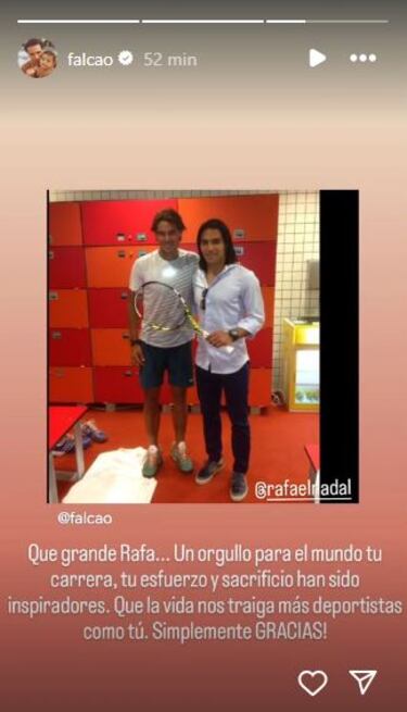 De Falcao a Nadal: “Tu esfuerzo y sacrificio han sido inspiradores”