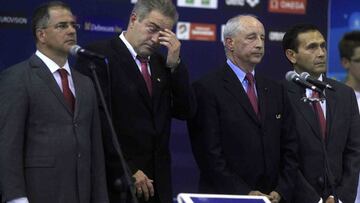 El ex presidente de la Federación Húngara de Natación, Tamas Gyarfas (el último por la derecha), en una imagen de archivo.