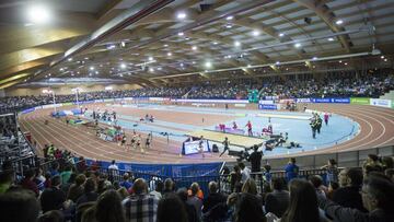 Imagen del Polideportivo Gallur durante la celebraci&oacute;n del Meeting de Madrid 2019 en el World Indoor Tour.