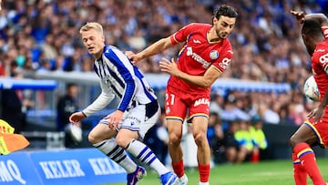Orri Óskarsson no tuvo su tarde en el Real Sociedad-Getafe.
