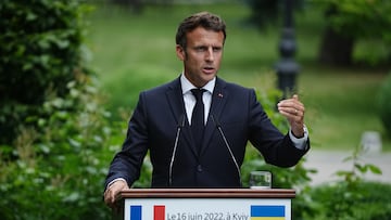 El presidente de Francia, Emmanuel Macron, en Kiev