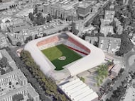 El proyecto del nuevo estadio de Vallecas propone un recinto moderno y funcional sin renunciar al barrio. Las imágenes muestran cómo la reorientación y el rediseño permitirían integrar el campo en el mismo corazón urbano que siempre lo ha acogido.
