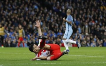 El delantero colombiano marcó el primer gol del Mónaco en el partido ante el Manchester City, en Inglaterra, en la ida de los octavos de final de Champions League.