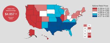 What are gas prices in the US and each state? Today 30 June 2022