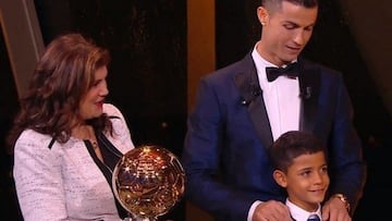 Cristiano with his mother, Maria Dolores, and his oldest son, Cristiano Jr.