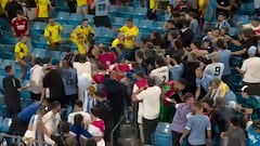 Jugadores uruguayos suben a una tribuna y golpean a hinchas colombianos: esto ocurrió