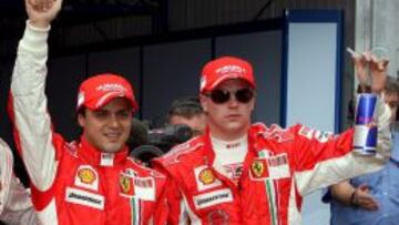 Massa, junto a Raikkonen en su etapa como compañeros en Ferrari.