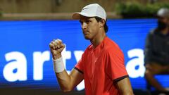 Santiago 8 Marzo 2021
 El tenista Chileno Nicolas Jarry  se enfrenta al tenista Frances Tiafoe de Estados Unidos durante el ATP de Santiago realizado en San Carlos de Apoquindo.
 Javier Salvo/ Photosport