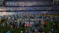 A goal from Julian Alvarez secured the win for Pep Guardiola’s side and kick-started the title celebrations in the blue half of Manchester.