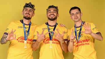 Diego Valdes, Henry Martin and Alvaro Fidalgo during special session America team champion Torneo Apertura 2024 Liga MX at BBVA Bancomer Stadium, on December 15, 2024 in Monterrey, Nuevo Leon, Mexico.