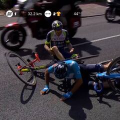 La caída 'tonta' de Landa en plena recta mientras bebía agua