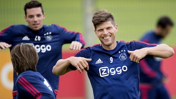 Huntelaar durante el entrenamiento de ayer del Ajax.