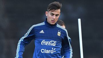 Dybala, entrenando con la selección argentina.
