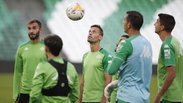 Canales, en un entrenamiento. 