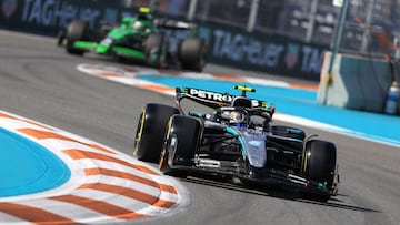 Mercedes' Italian driver Andrea Kimi Antonelli races during Sprint qualifying for the 2025 Miami Formula One Grand Prix at Miami International Autodrome in Miami Gardens, Florida, on May 2, 2025. (Photo by CHARLY TRIBALLEAU / AFP)