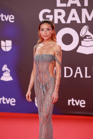 La cantante Cami durante el photocall previo a la gala de entrega de los Latin Grammy 2023.