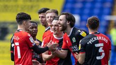 BIRMINGHAM, ENGLAND - MAY 07: Blackburn Rovers' Ben Brereton (2nd right) celebrates scoring his side's second goal with team mates during the Sky Bet Championship match between Birmingham City and Blackburn Rovers at St Andrew's Trillion Trophy Stadium on May 7, 2022 in Birmingham, England. (Photo by Andrew Kearns - CameraSport via Getty Images)