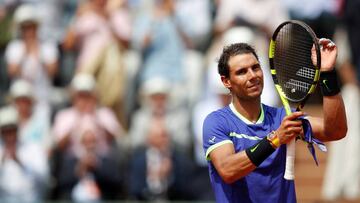 Nadal festeja su victoria ante Paire en Roland Garros 2017.
