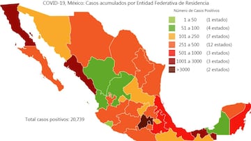 Mapa y casos de coronavirus en México por estados hoy 2 mayo