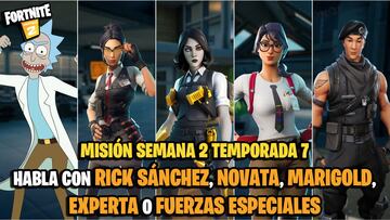 &iquest;D&oacute;nde est&aacute;n Rick S&aacute;nchez, Novata, Marigold, Experta y Fuerzas Especiales en Fortnite?