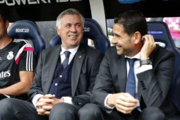 Ancelotti y Fernando Hierro en el banquillo