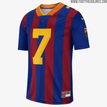 Barcelona respeta sus colores tradicionales, aunque ningún jersey de la NFL cuenta con líneas verticales.