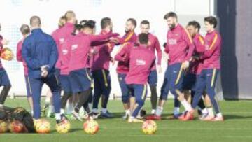 Entrenamiento de la plantilla del Barcelona.