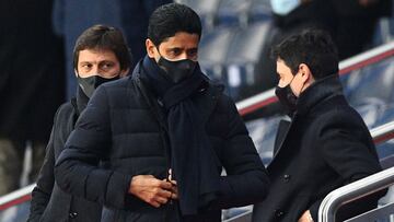 Al Khelaifi y Leonardo durante el PSG-RB Leizpig de la Champions League.