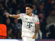 Luis Díaz celebra su primer gol ante el PSG en Champions