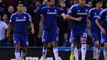 Costa celebra el primer gol del Chelsea.