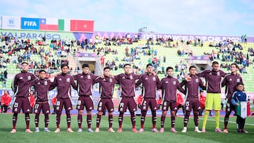 during FIFA U-20 Mens World Cup Chile 2025 match between Mexico (Mexican National Team) and Morocco as part Group-C at Elias Figueroa Brander Stadium, on October 04, 2025 in Valparaiso, Chile.