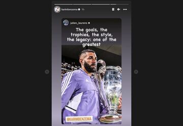 Karim Benzema shared an Instagram message from a journalist, provoking the rumours.