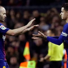 Iniesta, primera clase a Coutinho