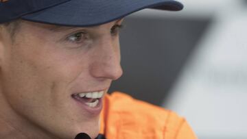 SPIELBERG, AUSTRIA - AUGUST 10: Pol Espargaro of Spain and Red Bull KTM Factory Racing speaks during the press conference pre-event during the MotoGp of Austria - Preview at Red Bull Ring on August 10, 2017 in Spielberg, Austria. (Photo by Mirco Lazzari gp/Getty Images)