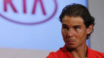 El tenista Rafa Nadal, durante el acto de presentaci&oacute;n del nuevo Kia Sportage.