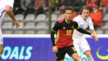 Hazard, en una acción del partido.