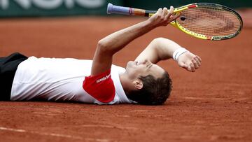 Gasquet, en el suelo tras derrotar a Nishikori. 