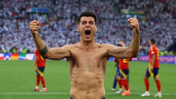 Morata, exultante tras ganar en cuartos de final de la Eurocopa a Alemania.