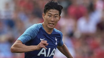 Heung Min Son, con el Tottenham, en el amistoso disputado el 4 de agosto en Girona.