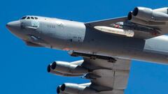 EDWARDS AIR FORCE BASE, Calif. (June 12, 2019) B-52 out of EDW carries ARRW IMV asset for its first captive carry flight over Edwards Air Force Base. (U.S. Air Force photo by Christopher Okula)