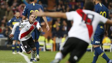 Juan Fernando Quintero celebra su gol ante Boca 