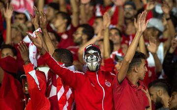 Wydad Casablanca's supporters gesture before the start of the CAF Champions League final football match between Egypt's Al-Ahly and Morocco's Wydad Casablanca on November 4, 2017, at Mohamed V Stadium in Casablanca.