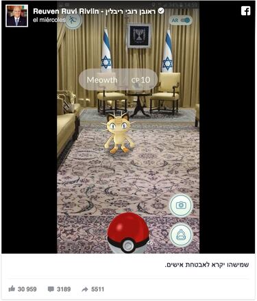 Presidente de Israel llama a seguridad tras encontrarse con un Pokémon