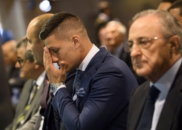 Serbian struker Luka Jovic during his presentation at Real Madrid.