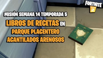 ¿Dónde están los libros de recetas en Parque Placentero y Acantilados Arenosos en Fortnite?