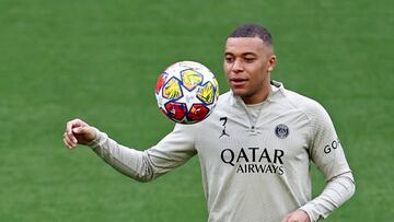 Mbappé, durante el entrenamiento en Dortmund.