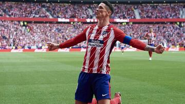 MADRID, SPAIN - MAY 20: Fernando Torres of Atletico de Madrid celebrates scoring his team's first goal during the La Liga match between Atletico Madrid and Eibar at Wanda Metropolitano on May 20, 2018 in Madrid, Spain. (Photo by Quality Sport Image