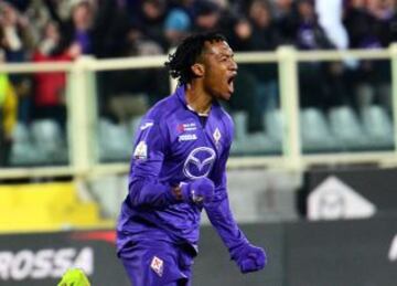 Cuadrado celebra uno de los 26 goles marcados en su etapa en La Fiorentina.